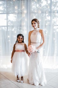 photo of the bride and flower girl