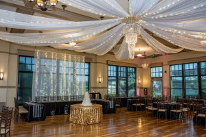 photo of black and white ballroom decor at The Ark in Katy