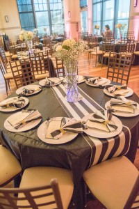 black and white wedding decor at The Ark in Katy